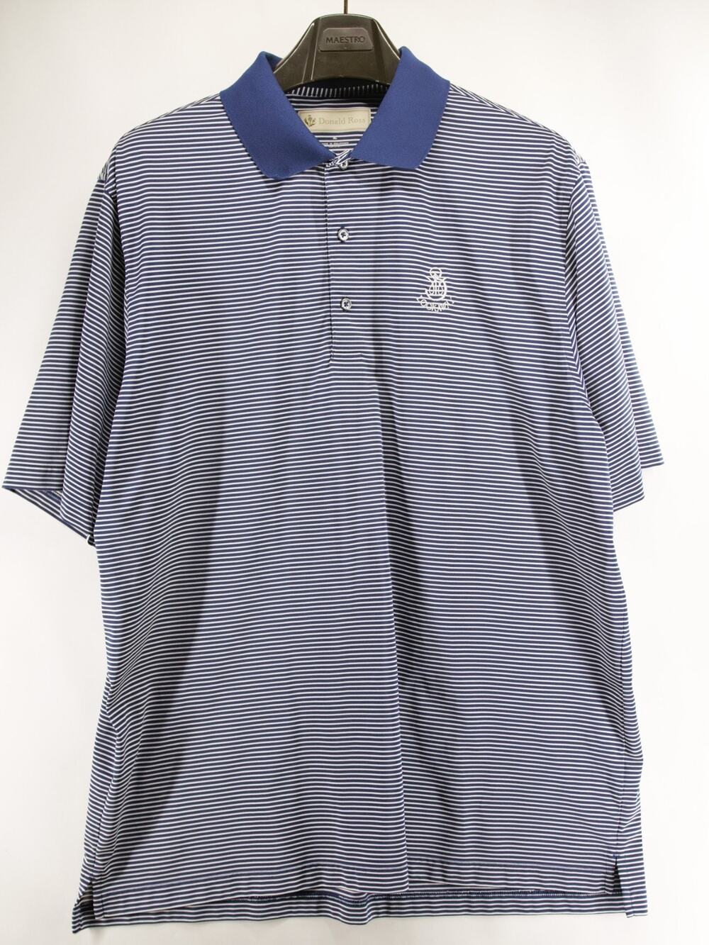 Donald Ross Men's XL Blue Striped Polo Shirt Short Sleeve Lookaway Golf Club